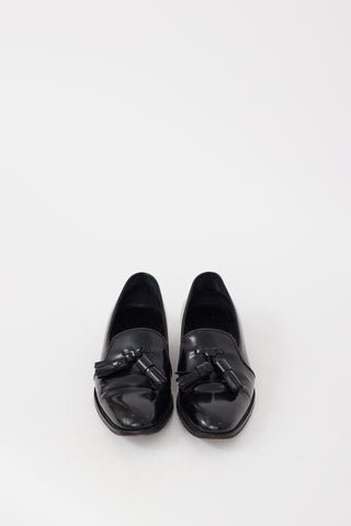 Saint Laurent Black Leather Tassel Loafer