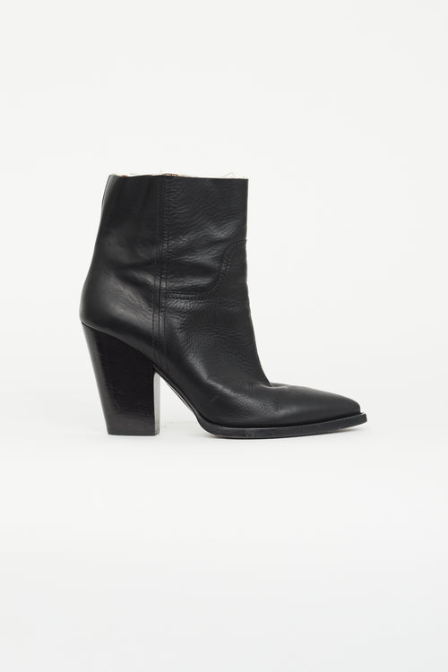 Saint Laurent Black Leather Theo Ankle Boot