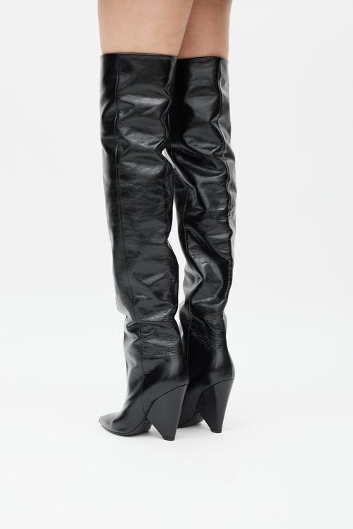 Saint Laurent Black Leather Thigh High Niki Boot