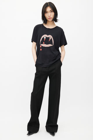 Saint Laurent Black & Multicolour Fang Logo T-Shirt