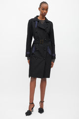 Saint Laurent Black & Navy Double Breasted Trench Coat