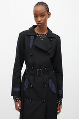 Saint Laurent Black & Navy Double Breasted Trench Coat
