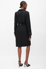 Saint Laurent Black & Navy Double Breasted Trench Coat