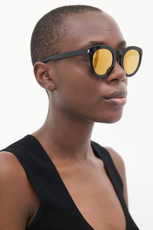 Saint Laurent Black & Orange SL102 Circular Sunglasses