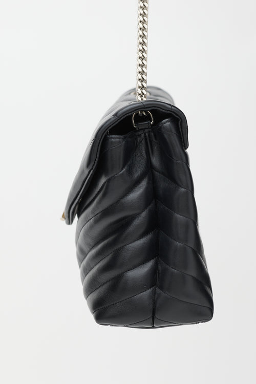 Saint Laurent Black Quilted Leather Loulou Chain Bag