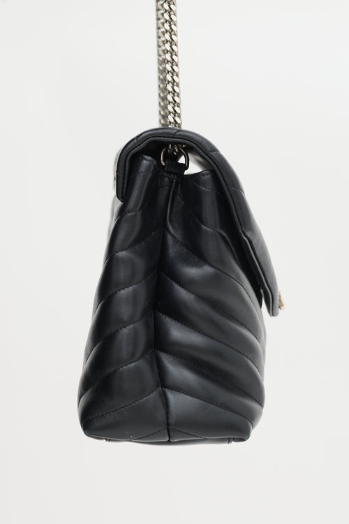 Saint Laurent Black Quilted Leather Loulou Chain Bag