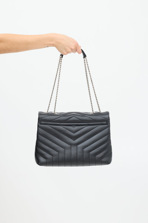 Saint Laurent Black Quilted Leather Loulou Chain Bag