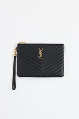 Saint Laurent Quilted Wristlet Pouch