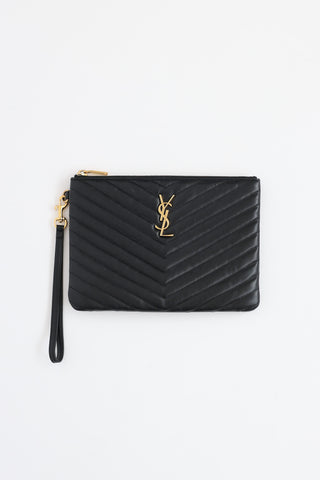 Saint Laurent Quilted Wristlet Pouch