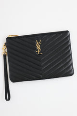 Saint Laurent Quilted Wristlet Pouch