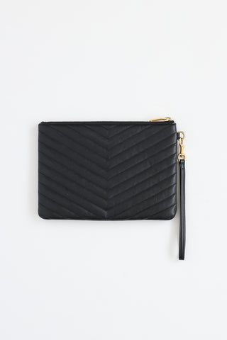 Saint Laurent Quilted Wristlet Pouch