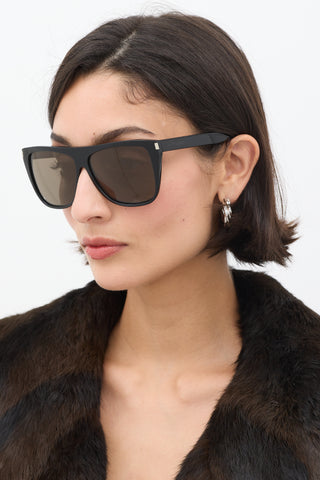 Saint Laurent Black SL1 Square Sunglasses