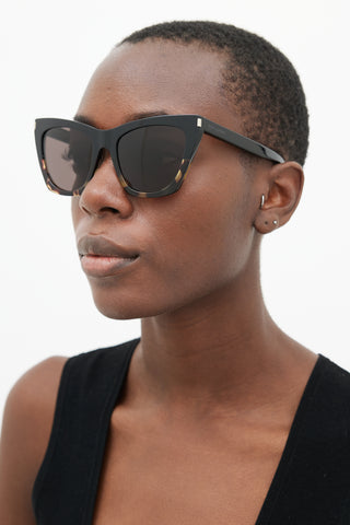 Saint Laurent Black SL214 Kate Tapered Sunglasses