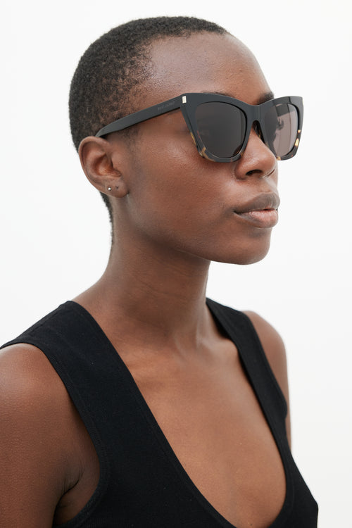 Saint Laurent Black SL214 Kate Tapered Sunglasses