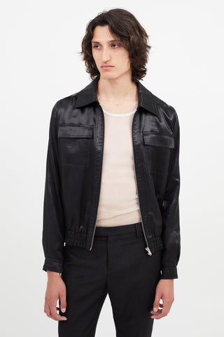 Saint Laurent Black Satin Zip Jacket