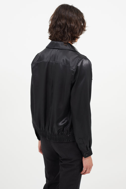 Saint Laurent Black Satin Zip Jacket