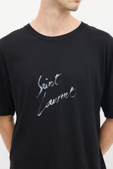 Saint Laurent Black Script Logo Graphic T-Shirt