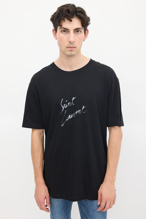 Saint Laurent Black Script Logo Graphic T-Shirt