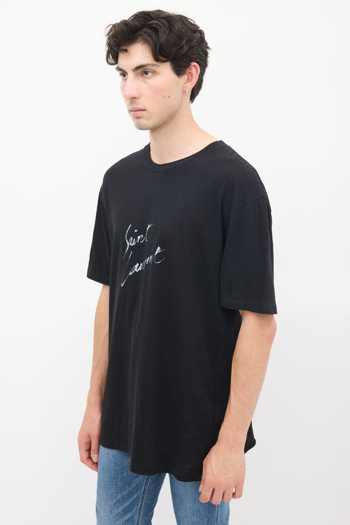 Saint Laurent Black Script Logo Graphic T-Shirt