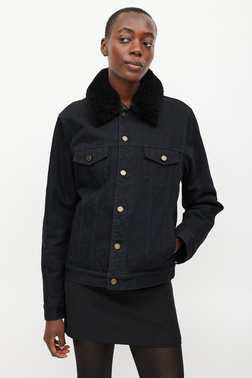 Saint Laurent Black Denim Shearling Jacket