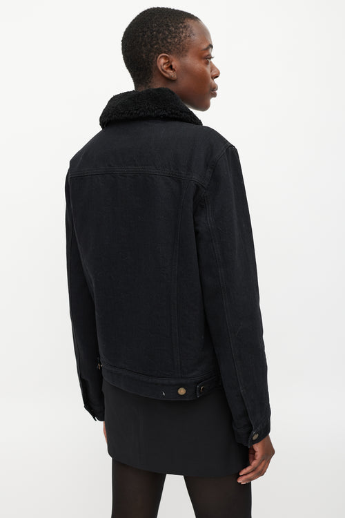 Saint Laurent Black Denim Shearling Jacket
