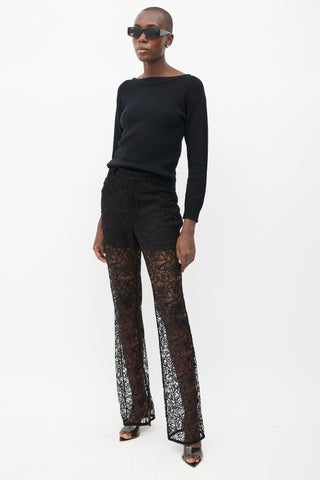 Saint Laurent Black Sheer Lace Trouser