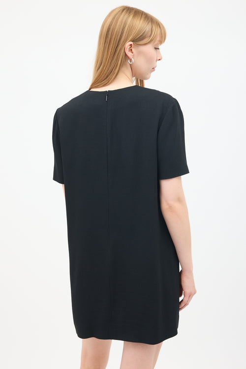 Saint Laurent Black Short Sleeve Mini Shift Dress