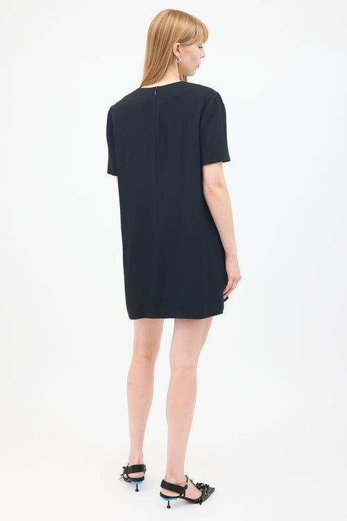 Saint Laurent Black Short Sleeve Mini Shift Dress