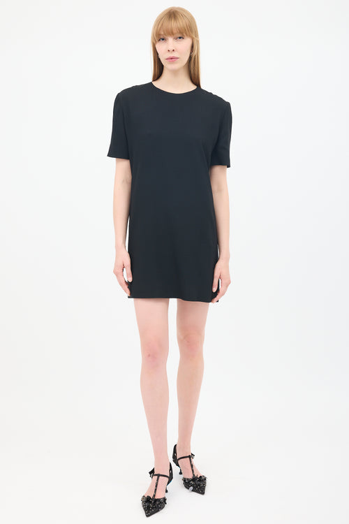 Saint Laurent Black Short Sleeve Mini Shift Dress