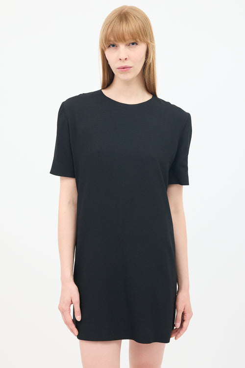 Saint Laurent Black Short Sleeve Mini Shift Dress