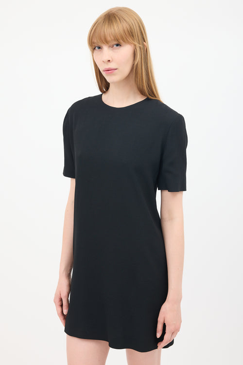 Saint Laurent Black Short Sleeve Mini Shift Dress