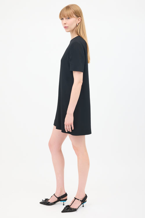 Saint Laurent Black Short Sleeve Mini Shift Dress