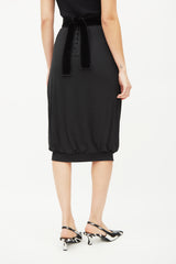 Saint Laurent Black Silk Velvet Tie Skirt