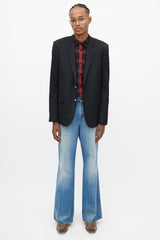 Saint Laurent Black & Silver Button Blazer