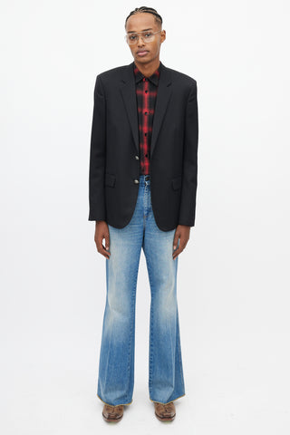 Saint Laurent Black & Silver Button Blazer