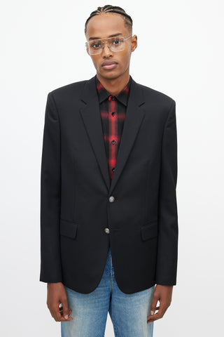 Saint Laurent Black & Silver Button Blazer