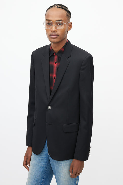 Saint Laurent Black & Silver Button Blazer