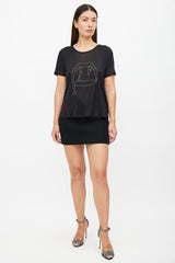 Saint Laurent Black & Silver Embellished Fang Sheer T-Shirt