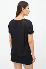 Saint Laurent Black & Silver Embellished Fang Sheer T-Shirt