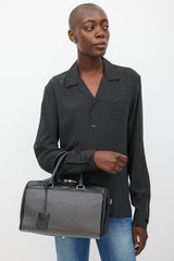 Saint Laurent Black & Silver Leather Studded Classic Duffle 6 Bag