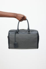 Saint Laurent Black & Silver Leather Studded Classic Duffle 6 Bag