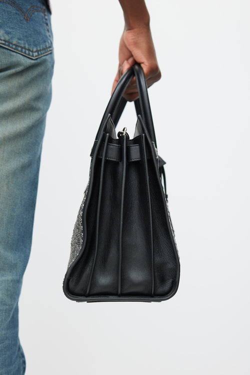 Saint Laurent Black & Silver Leather Studded Sac De Jour Bag