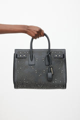 Saint Laurent Black & Silver Leather Studded Sac De Jour Bag