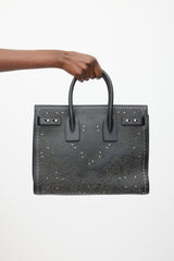 Saint Laurent Black & Silver Leather Studded Sac De Jour Bag