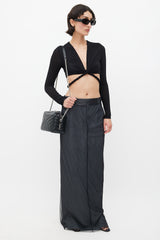 Saint Laurent Black & Silver Quilted Lou Lou Bowling Bag