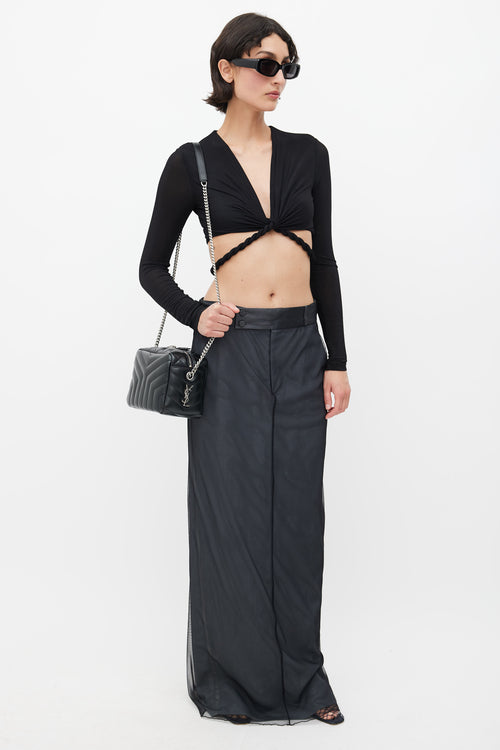 Saint Laurent Black & Silver Quilted Lou Lou Bowling Bag
