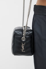 Saint Laurent Black & Silver Quilted Lou Lou Bowling Bag