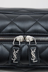 Saint Laurent Black & Silver Quilted Lou Lou Bowling Bag