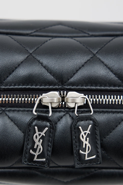 Saint Laurent Black & Silver Quilted Lou Lou Bowling Bag