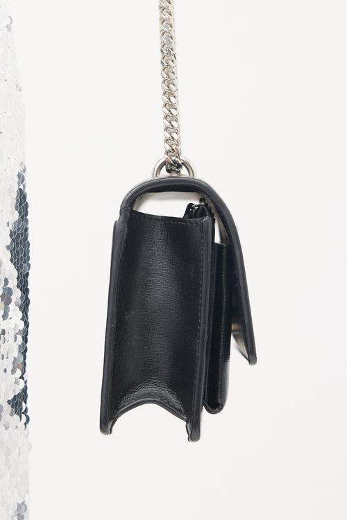 Saint Laurent Black Leather Small Sunset Wallet On Chain